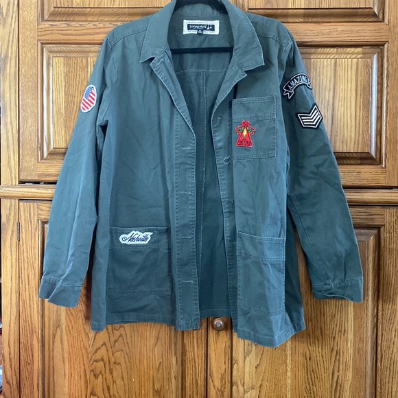 living doll Jackets & Blazers - Living Doll Green Jacket With Patches